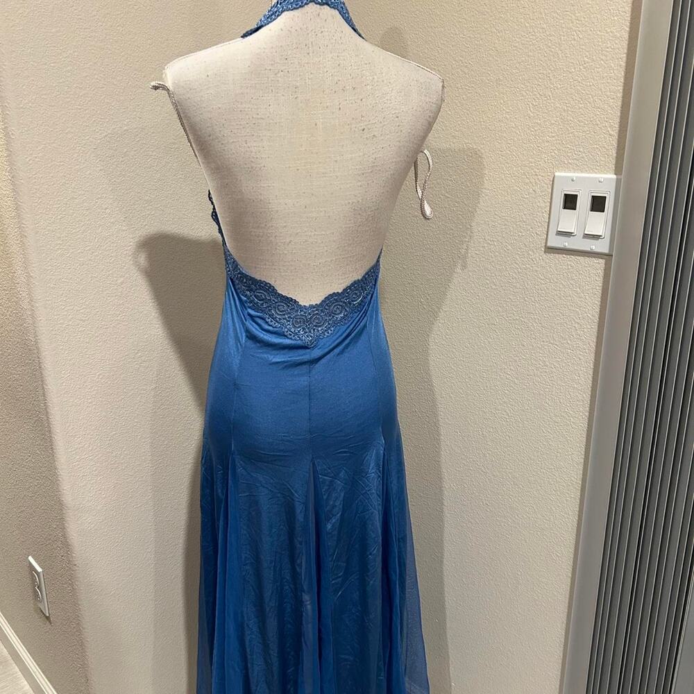Lasso sheer blue halter maxi slip. Size large